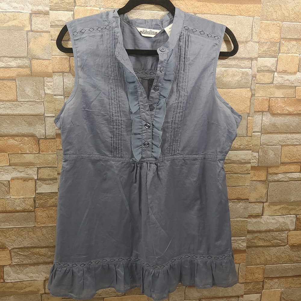 Midtown 100 % Cotton Sleeveless Blouse Size XL